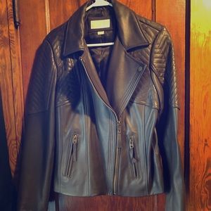 Dark chocolate Michael kors leather jacket